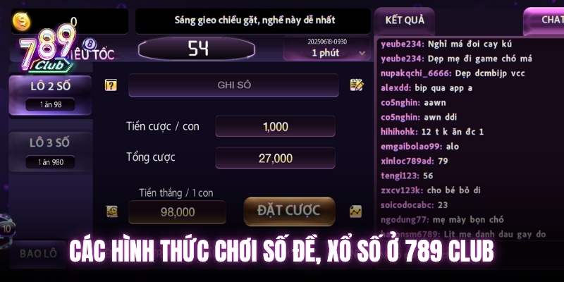Các hình thức chơi số đề, xổ số ở 789 club