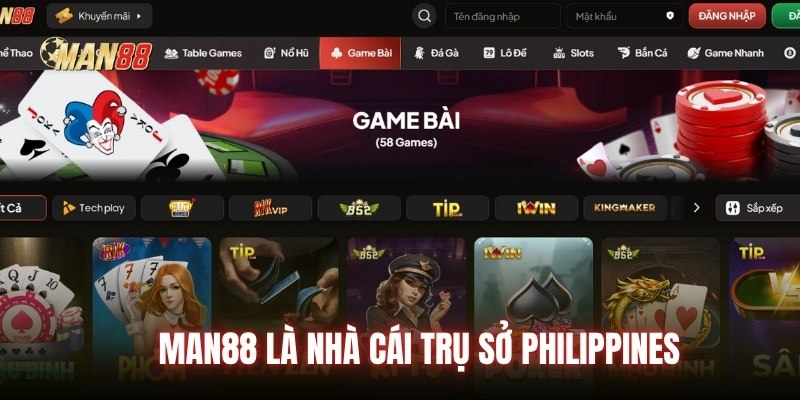 Man88 là nhà cái trụ sở Philippines